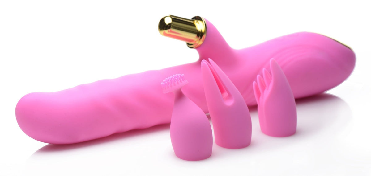 10X Versa - Thrust Vibrating and Thrusting Silicone Rabbit with 3 Attachments - Royal Sins