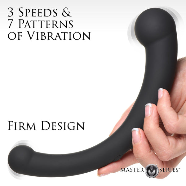 10X Vibra - Crescent Vibrating Silicone Dual - Ended Dildo - Black - Royal Sins