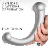 10X Vibra - Crescent Vibrating Silicone Dual - Ended Dildo - Silver - Royal Sins