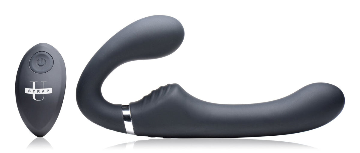 10X Vibrating Silicone Strapless Strap - on - Black - Royal Sins