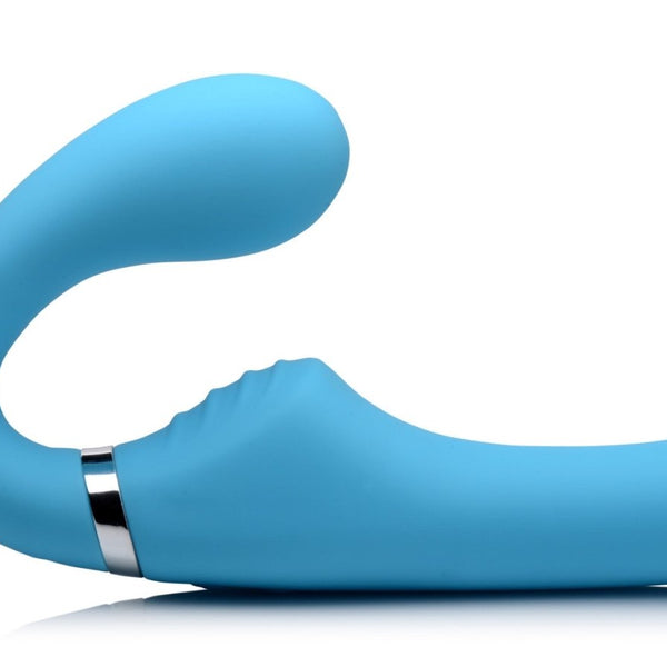 10X Vibrating Silicone Strapless Strap - on - Blue - Royal Sins