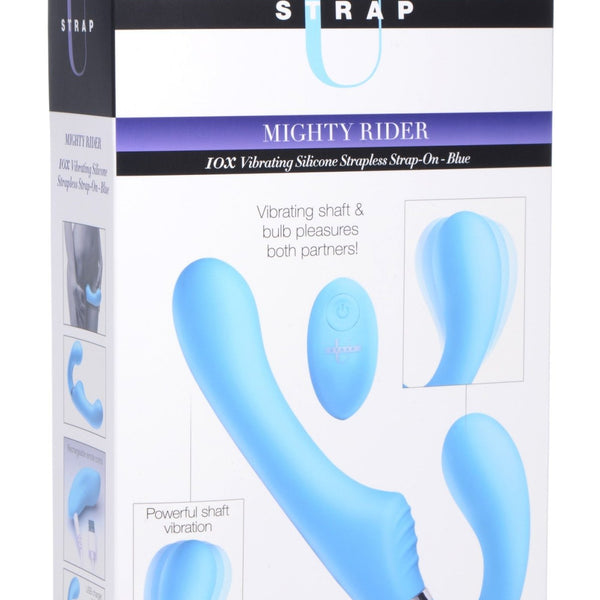 10X Vibrating Silicone Strapless Strap - on - Blue - Royal Sins