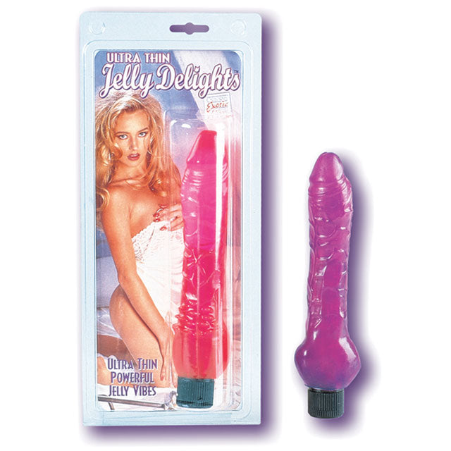 Ultra Thin Jelly Delights Vibrator - Pink 6.75in