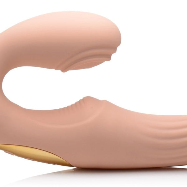 15X U - Pulse Silicone Pulsating and Vibrating Strapless Strap - on with Remote - Blush - Royal Sins