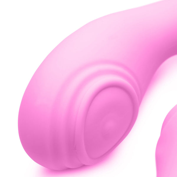 15X U - Pulse Silicone Pulsating and Vibrating Strapless Strap - on with Remote - Pink - Royal Sins