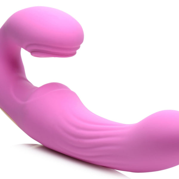 15X U - Pulse Silicone Pulsating and Vibrating Strapless Strap - on with Remote - Pink - Royal Sins