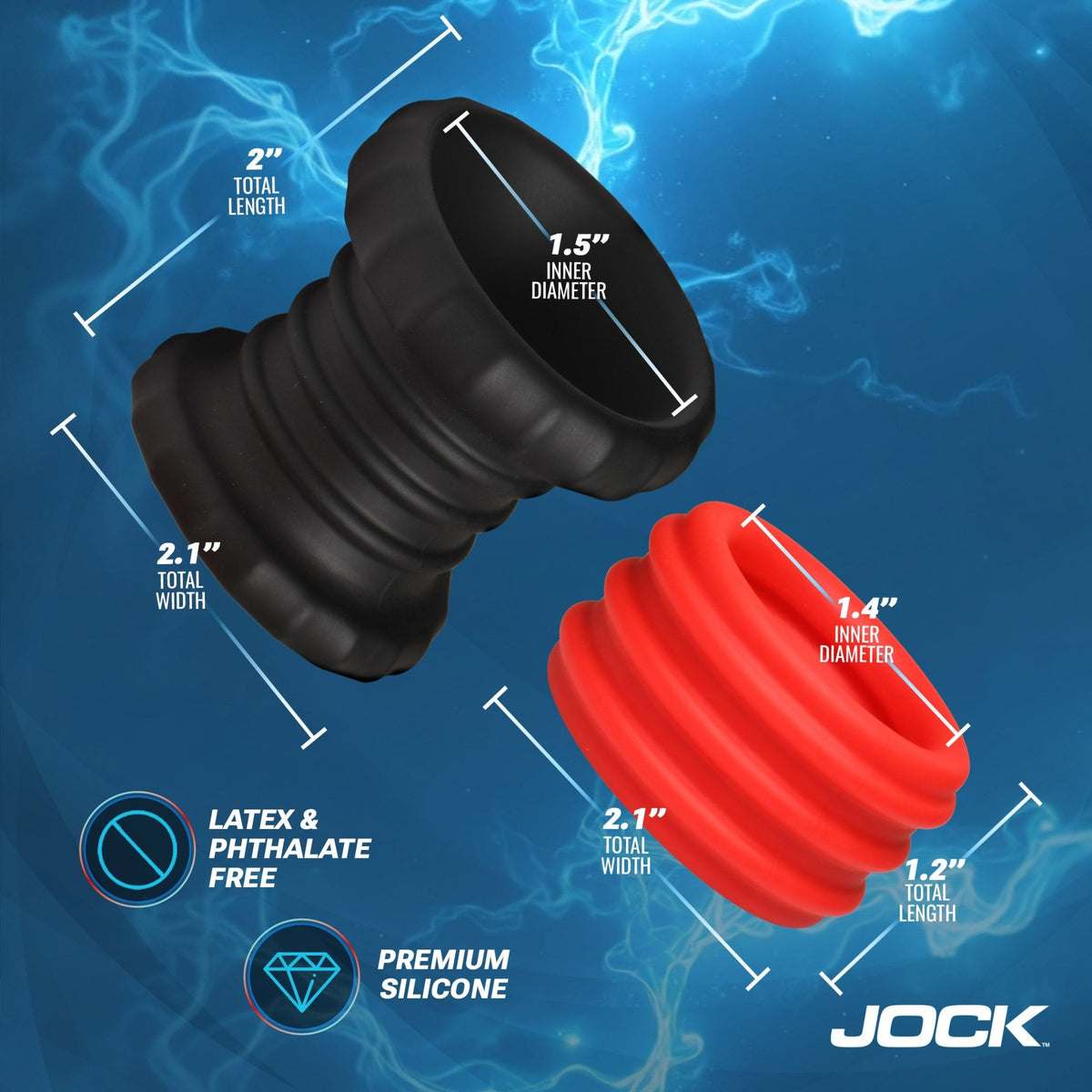 2 - in - 1 Silicone Cock Ring - Red - Royal Sins