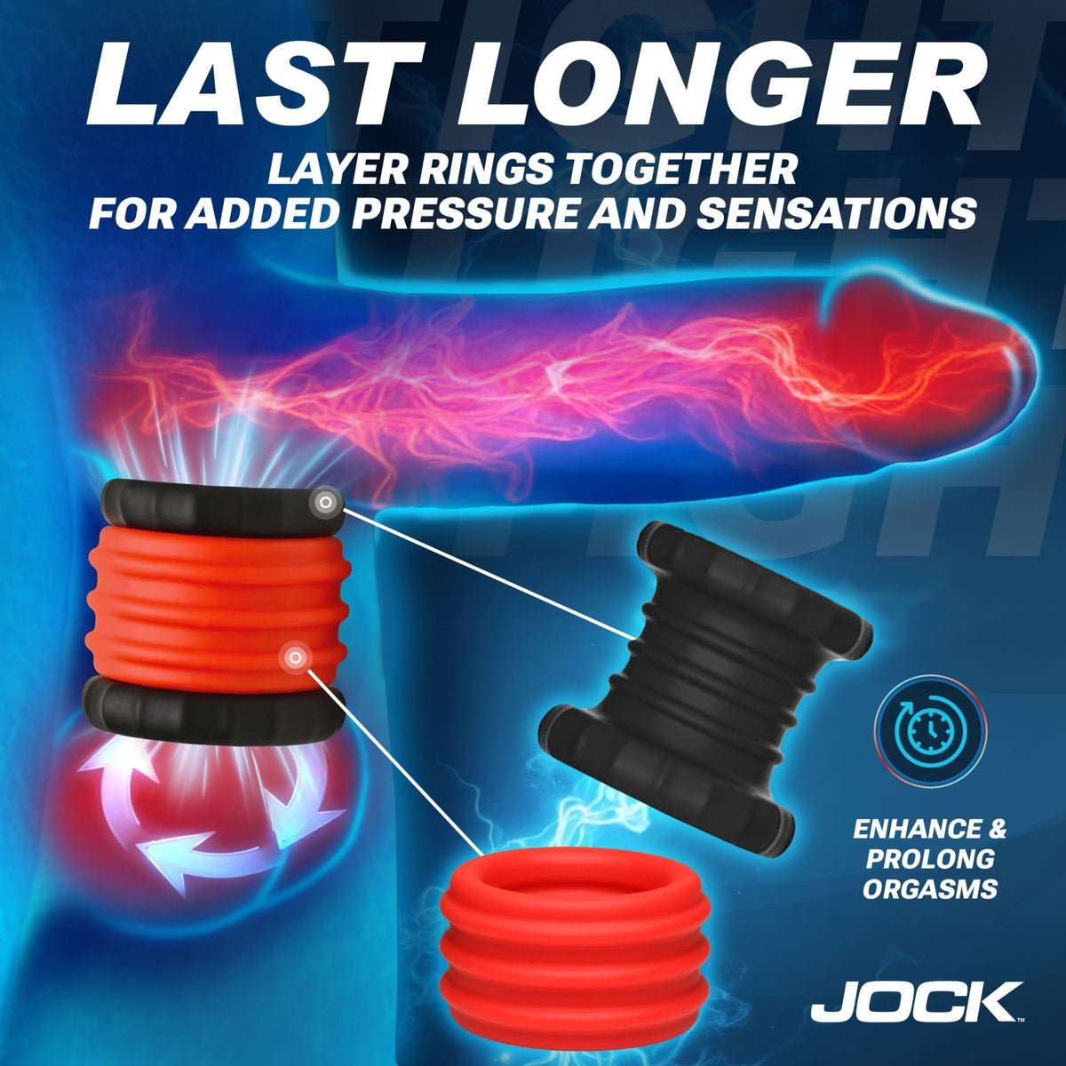 2 - in - 1 Silicone Cock Ring - Red - Royal Sins
