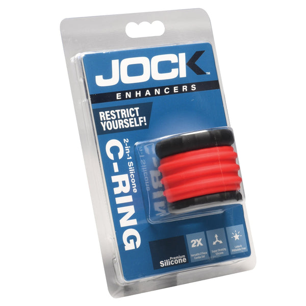 2 - in - 1 Silicone Cock Ring - Red - Royal Sins