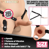 2 Inch Erection 28X Smooth Vibrating Silicone Penis Sheath with Remote - Light - Royal Sins