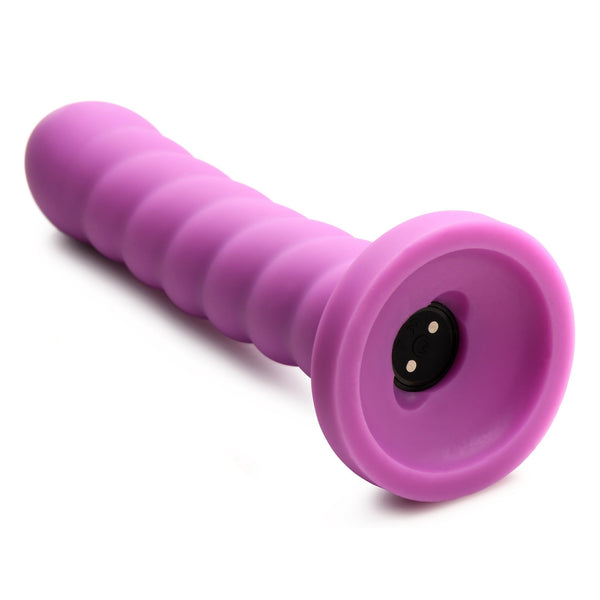 21X Soft Swirl Silicone Rechargeable Vibrator with Control - Violet - Royal Sins