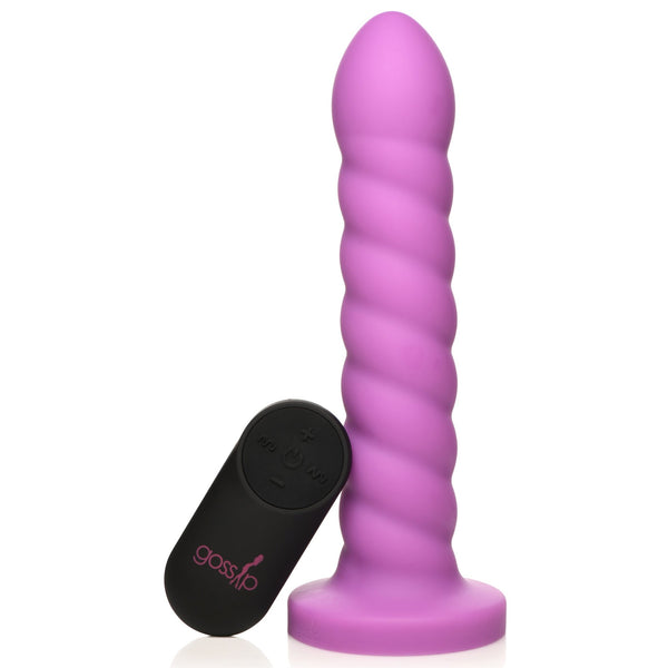 21X Soft Swirl Silicone Rechargeable Vibrator with Control - Violet - Royal Sins