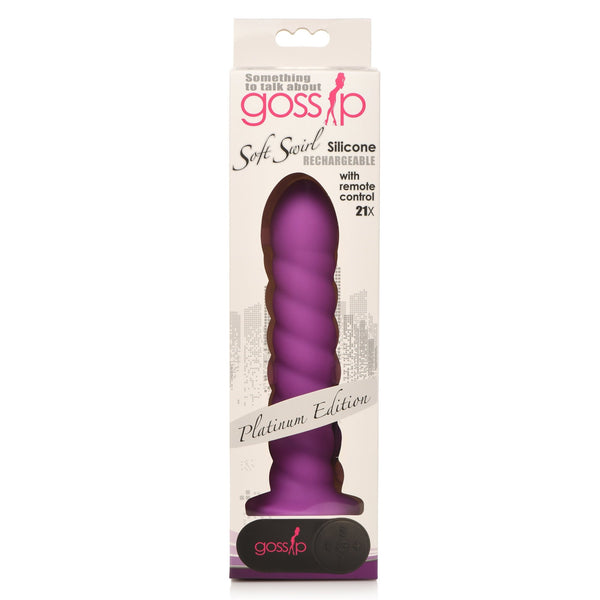 21X Soft Swirl Silicone Rechargeable Vibrator with Control - Violet - Royal Sins