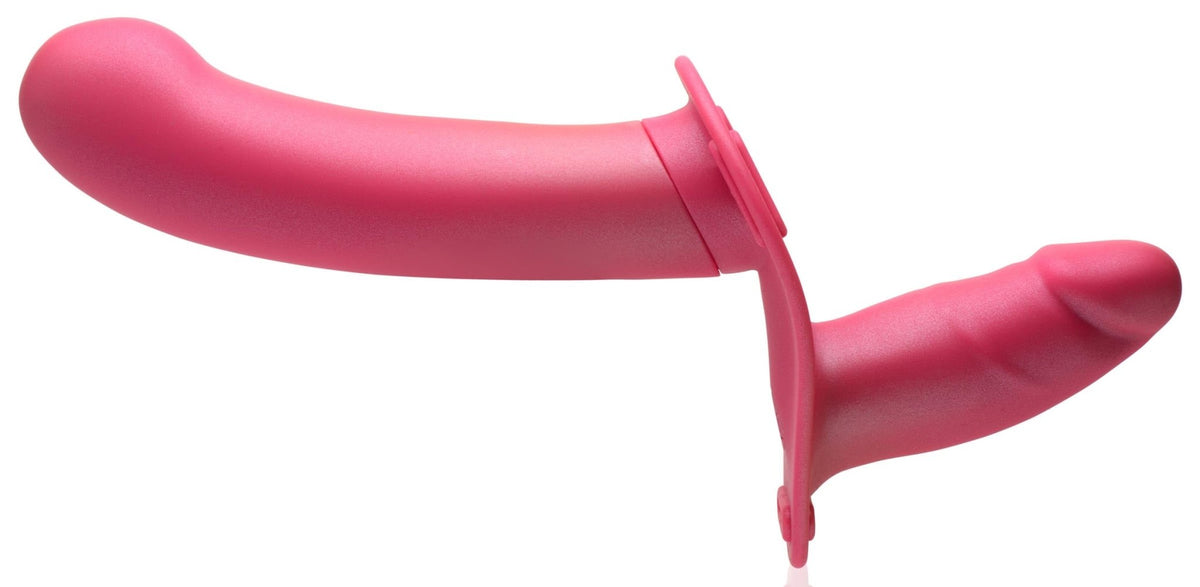 28X Double Diva 1.5 Inch Double Dildo with Harness and Remote Control - Pink - Royal Sins