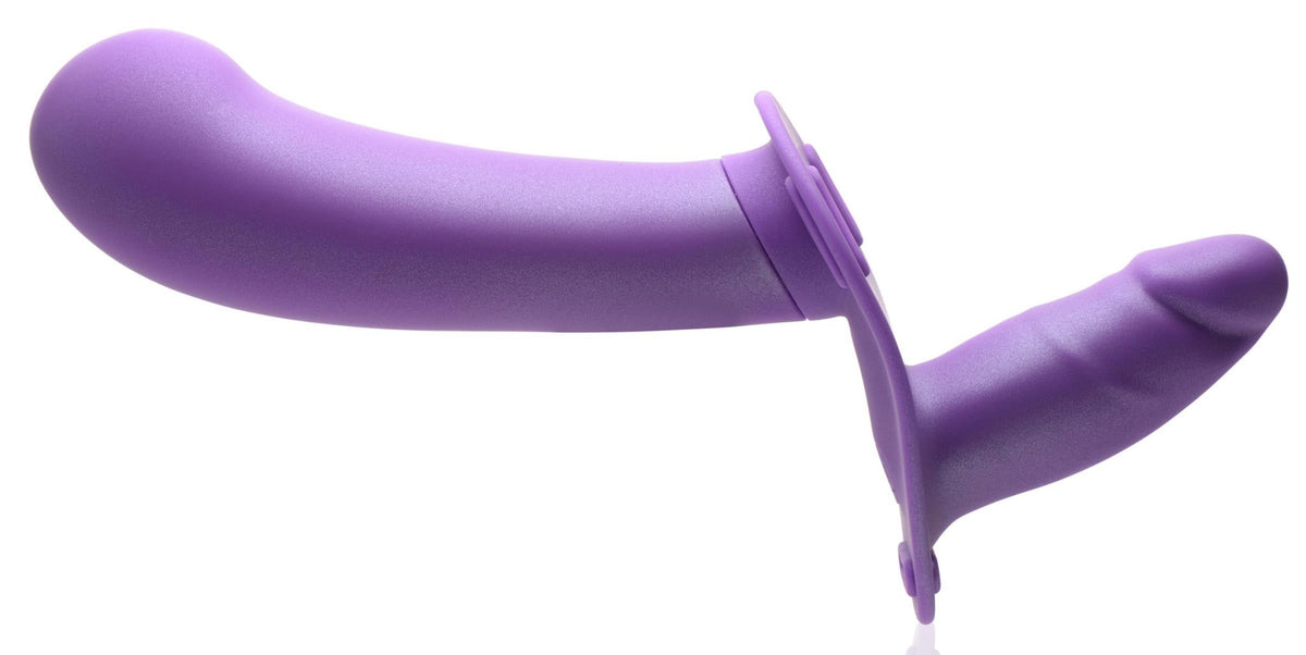 28X Double Diva 2 Inch Double Dildo with Harness and Remote Control - Purple - Royal Sins