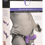 28X Double Diva 2 Inch Double Dildo with Harness and Remote Control - Purple - Royal Sins