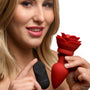 28X Silicone Vibrating Rose Anal Plug with Remote - Large - Royal Sins