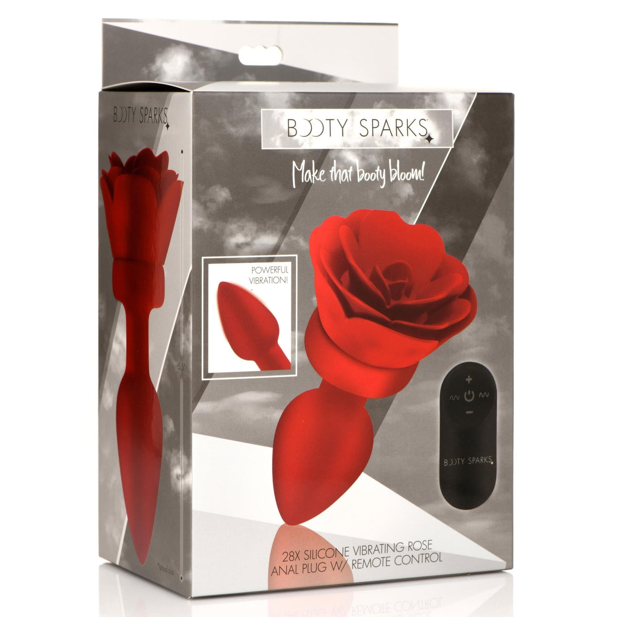 28X Silicone Vibrating Rose Anal Plug with Remote - Medium - Royal Sins