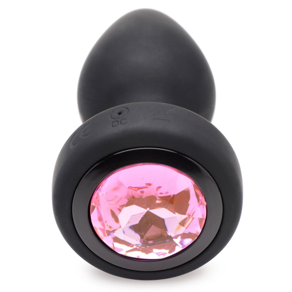 28X Vibrating Silicone Pink Gem Anal Plug - Small - Royal Sins