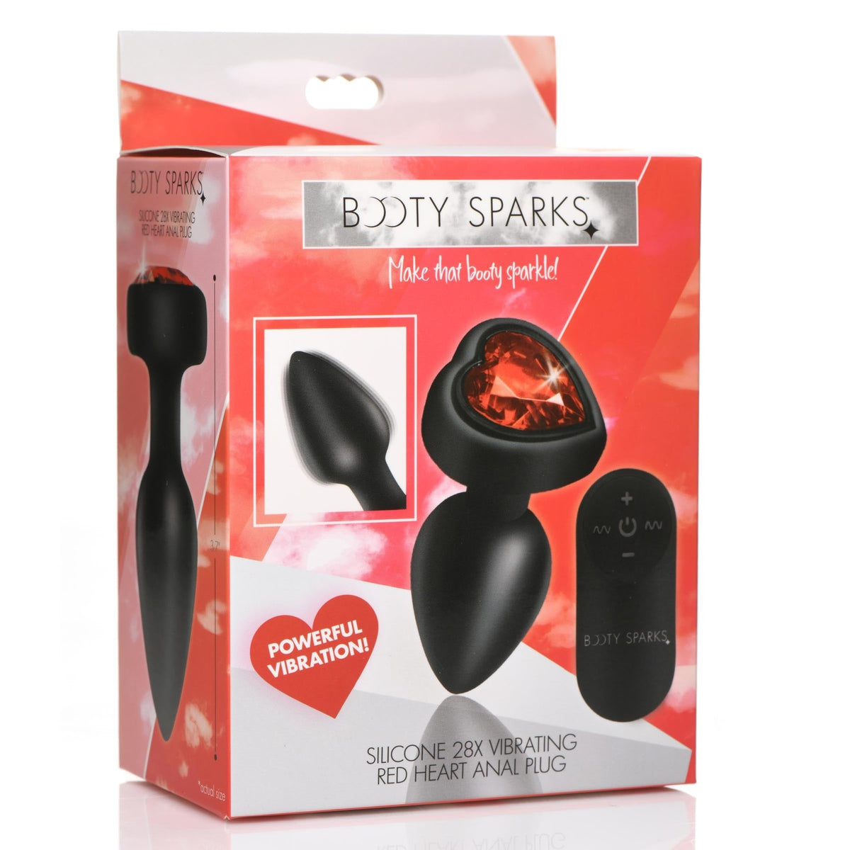 28X Vibrating Silicone Red Heart Anal Plug - Small - Royal Sins