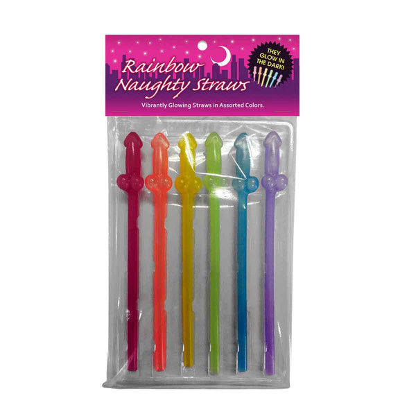 Rainbow Glow Naughty Straws 6pk