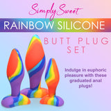 3 Piece Rainbow Silicone Butt Plug Set - Royal Sins