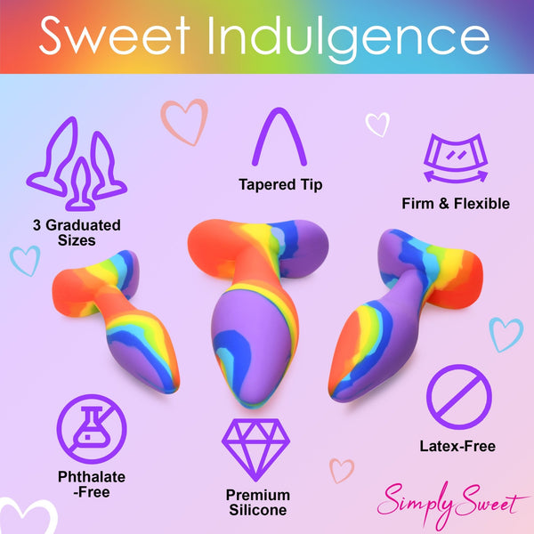 3 Piece Rainbow Silicone Butt Plug Set - Royal Sins