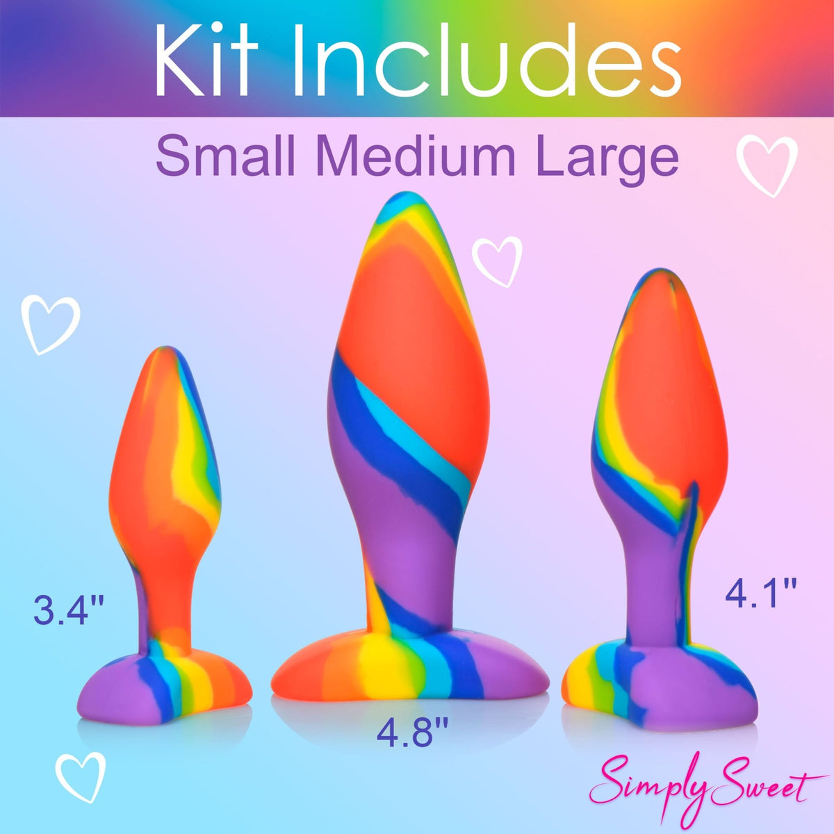 3 Piece Rainbow Silicone Butt Plug Set - Royal Sins