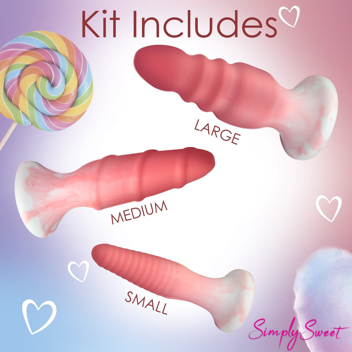 3 Piece Silicone Butt Plug Set - Pink - Royal Sins