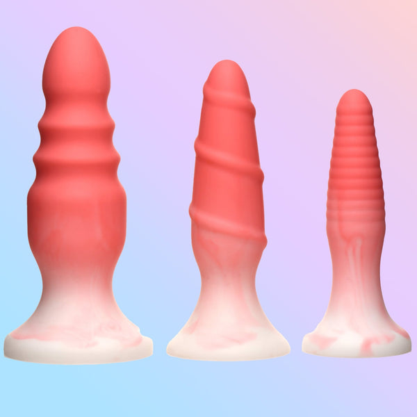 3 Piece Silicone Butt Plug Set - Pink - Royal Sins