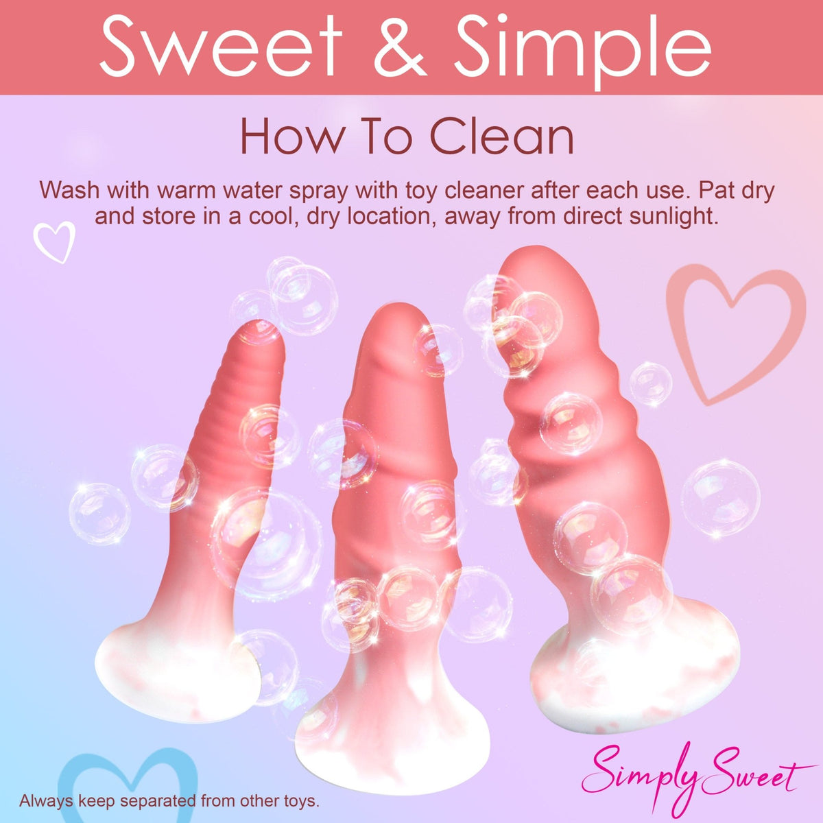 3 Piece Silicone Butt Plug Set - Pink - Royal Sins