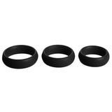 3 Piece Silicone Cock Ring Set - Black - Royal Sins