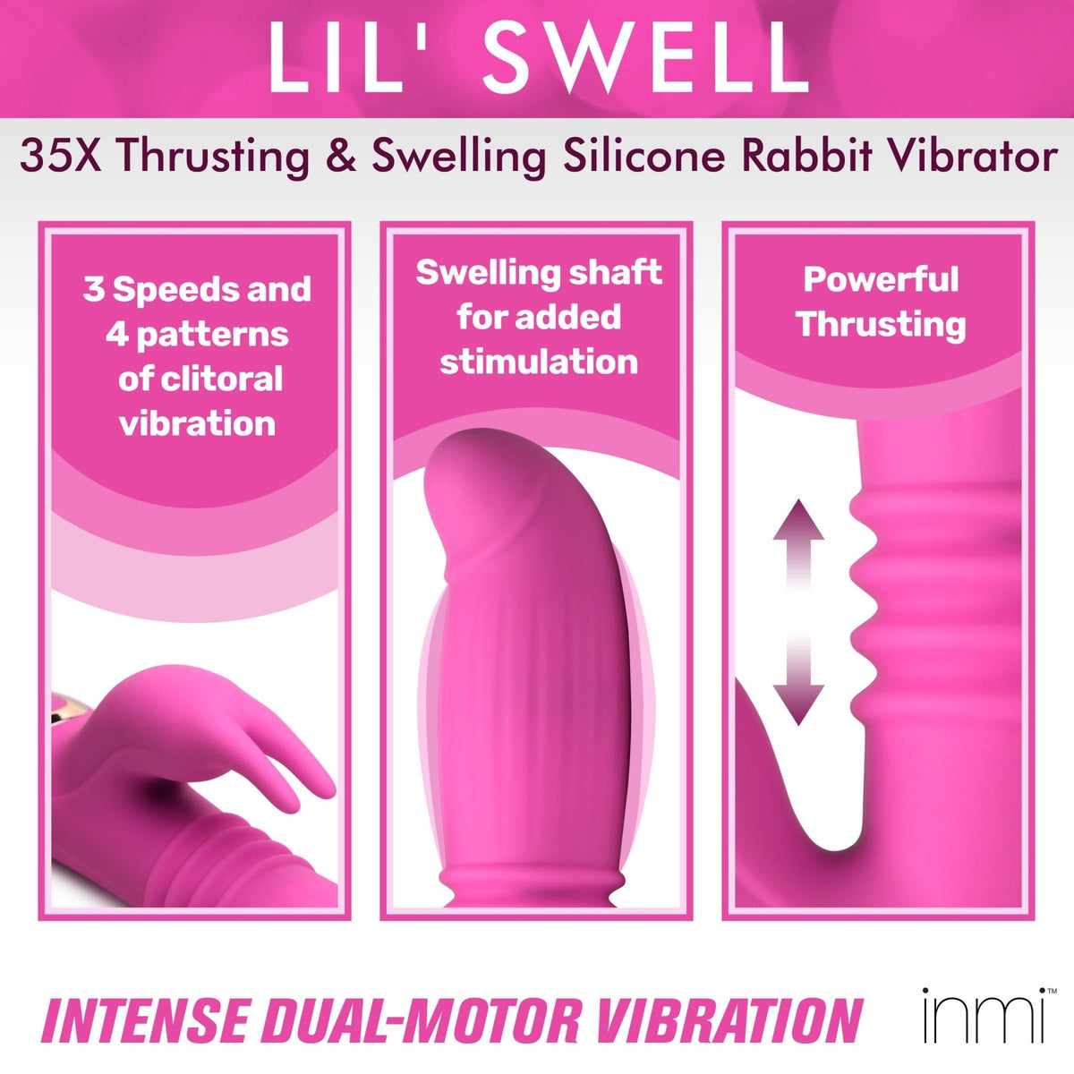 35X Lil Swell Thrusting and Swelling Silicone Rabbit Vibrator - Royal Sins