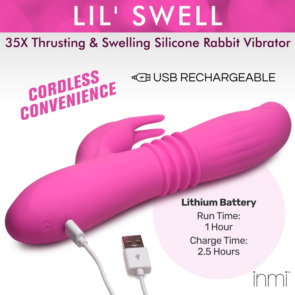 35X Lil Swell Thrusting and Swelling Silicone Rabbit Vibrator - Royal Sins