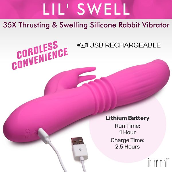 35X Lil Swell Thrusting and Swelling Silicone Rabbit Vibrator - Royal Sins