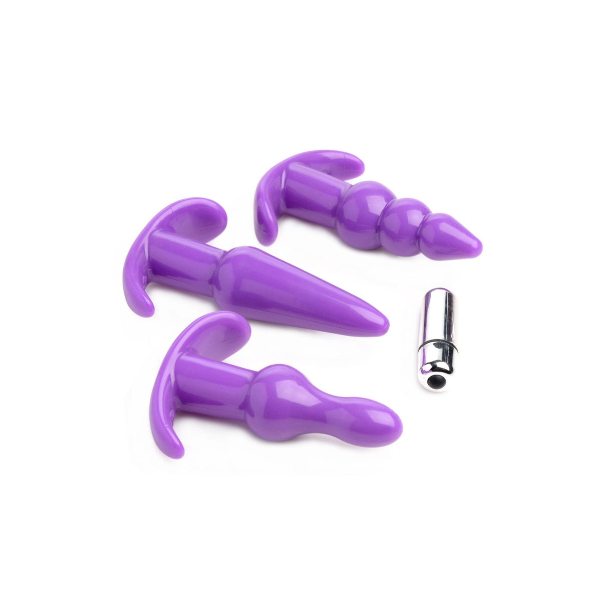 4 Piece Vibrating Anal Plug Set - Purple - Royal Sins