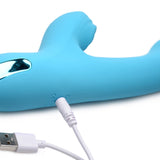 5 Star 13X Silicone Pulsing and Vibrating Rabbit - Teal - Royal Sins