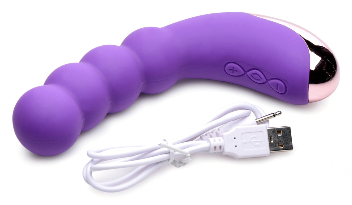 50X Silicone Beaded Vibrator - Purple - Royal Sins