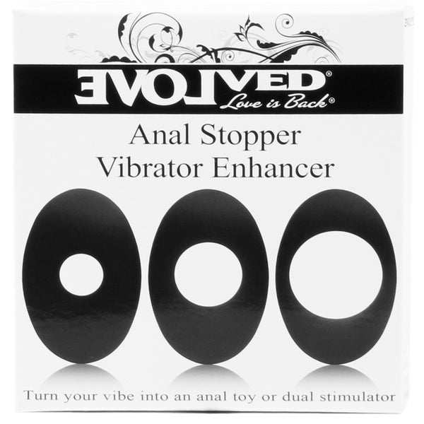 Evolved Vibrator Enhancer Silicone  - 3-Pack: Small, Medium, Thick Black