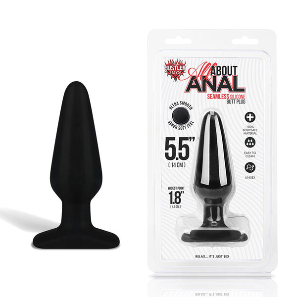 Hustler All About Anal Seamless Silicone Butt Plug 5.5in Black