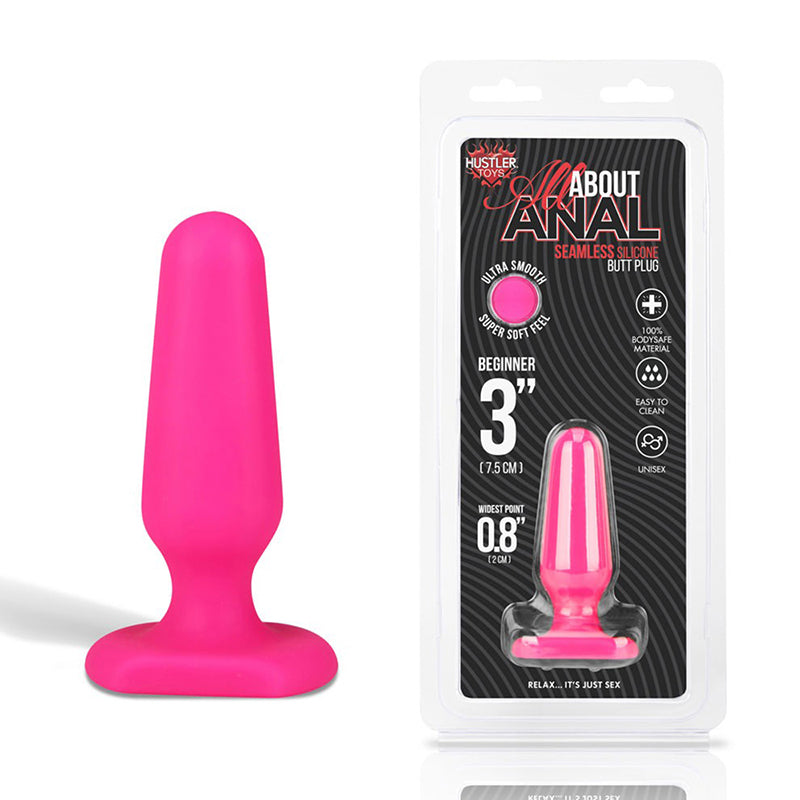 Hustler All About Anal Seamless Silicone Butt Plug 3in Pink