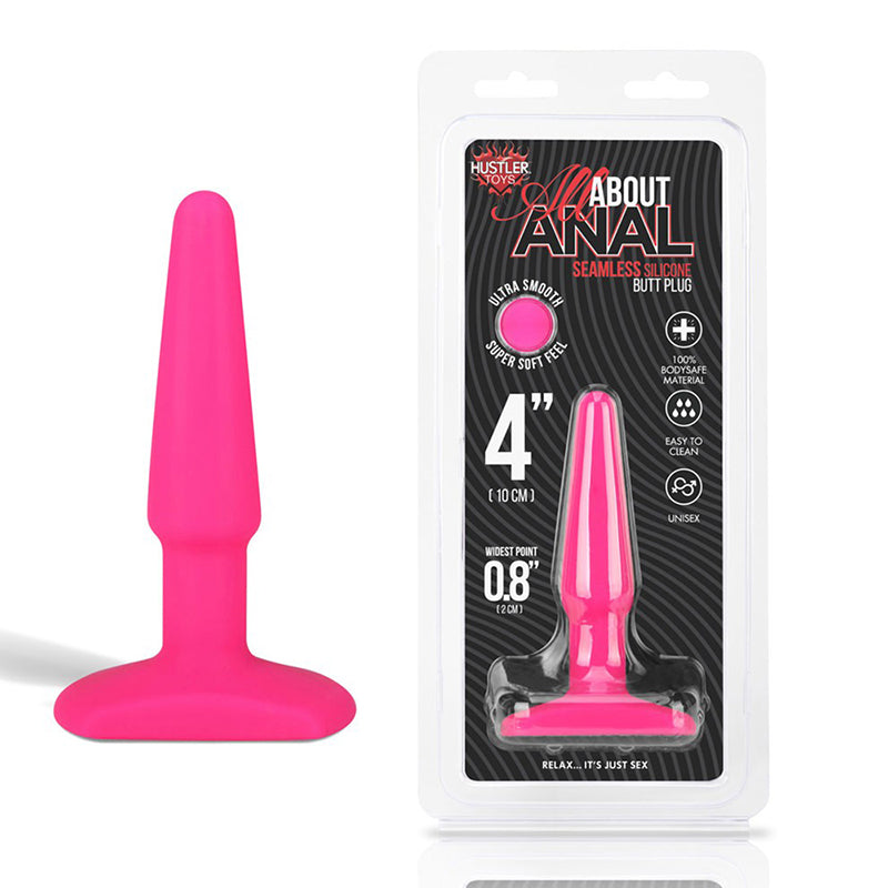 Hustler All About Anal Seamless Silicone Butt Plug 4in Pink