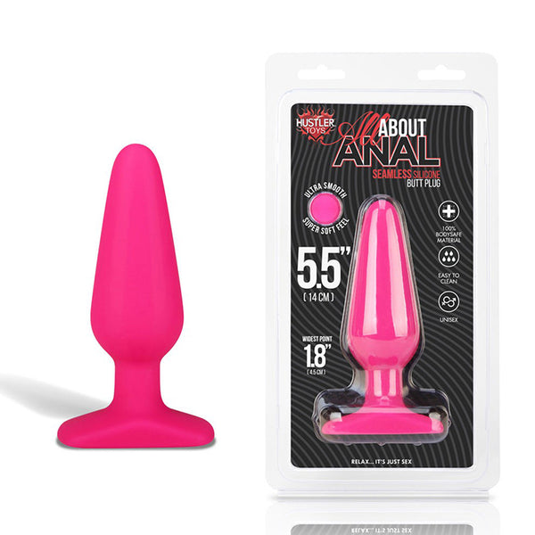 Hustler All About Anal Seamless Silicone Butt Plug 5.5in Pink