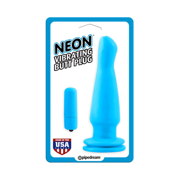 Neon Vibrating Butt Plug Blue