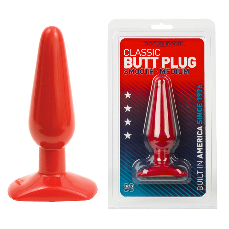 Classic Butt Plug - Smooth - Slim/Medium Red
