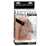 Fetish Fantasy Extreme The Prisoner Locking Chastity Belt Cock Cage Silver/Black