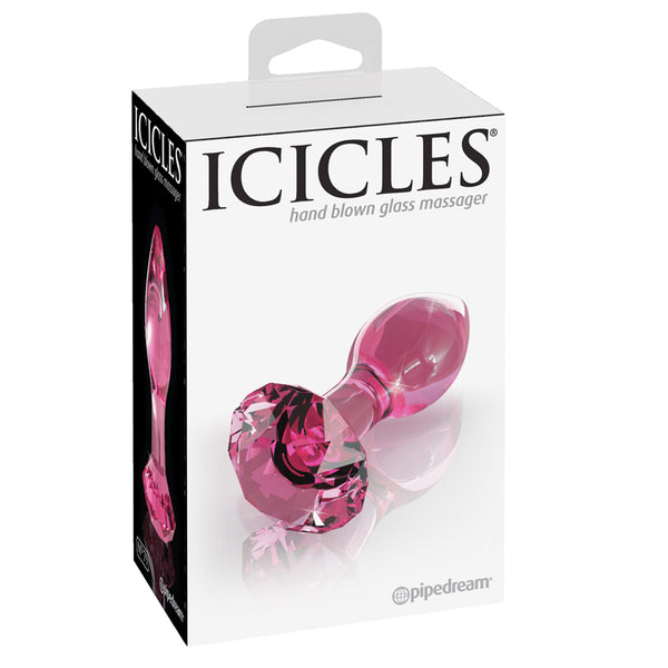 Icicles No. 79 Glass Anal Plug With Faceted Base Pink