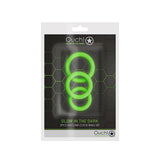 Ouch! Glow in the Dark 3-Piece Silicone Cockring Set Neon Green