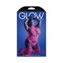 Fantasy Lingerie Glow Captivating High Neck Halter Bodystocking & G-String Set Neon Pink Queen Size
