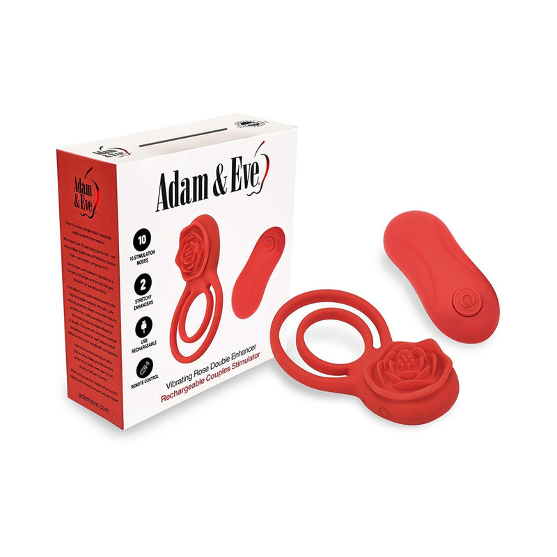 Adam & Eve Double Ring Vibrating Rose Cock Ring
